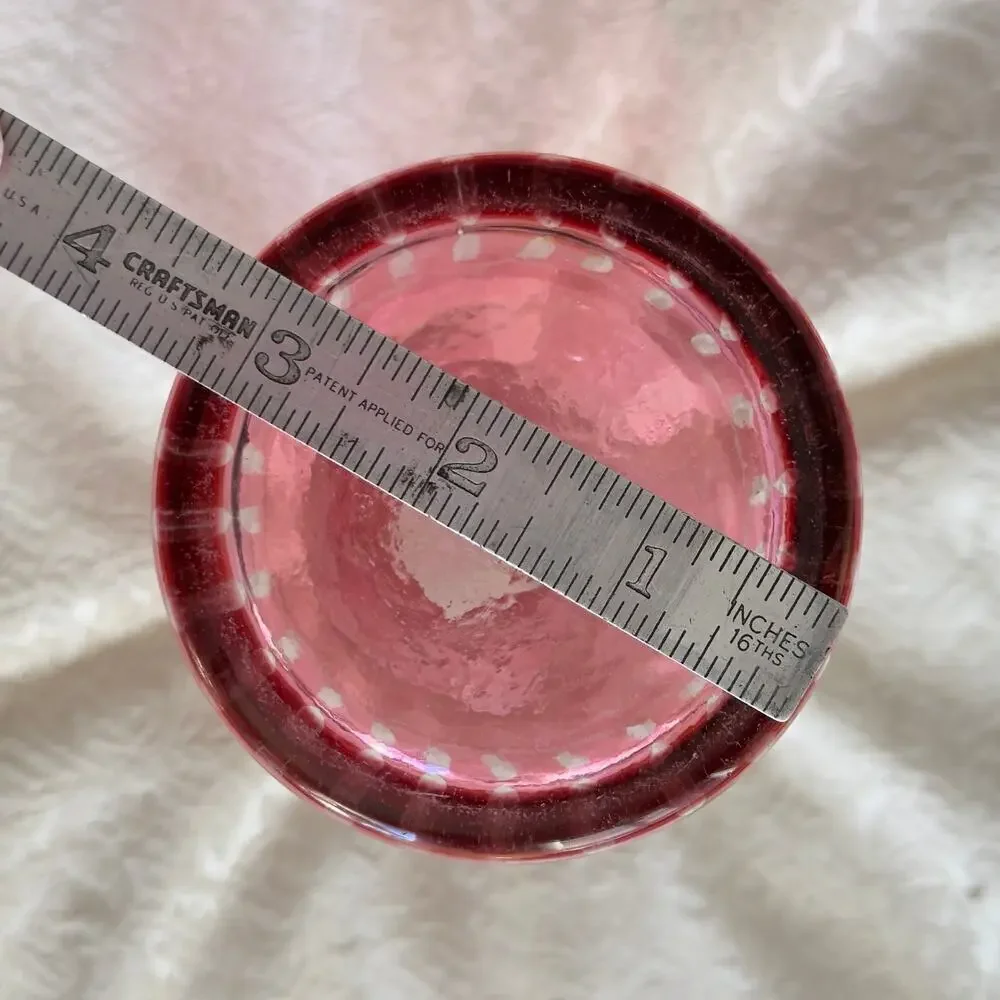 8.5” Vintage Bohemian Cut Pink Cranberry Crystal Glass Genie Decanter Bottle